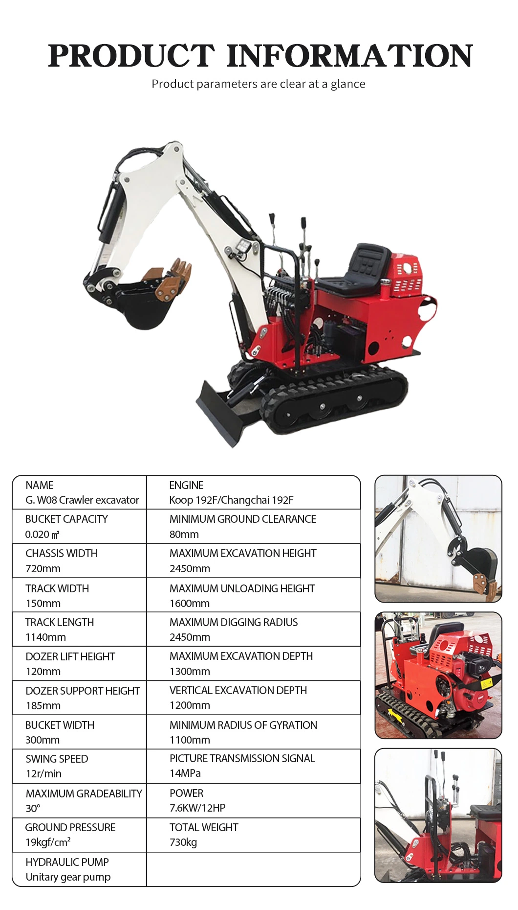 0.8t/1t/1.2t/1.7t/2.0t Small Mini Crawler Electric Diesel Chassis Telescopic Wholesale Accessories Customized Farm/Construction with CE/Euro5 Mini Dig Excavator