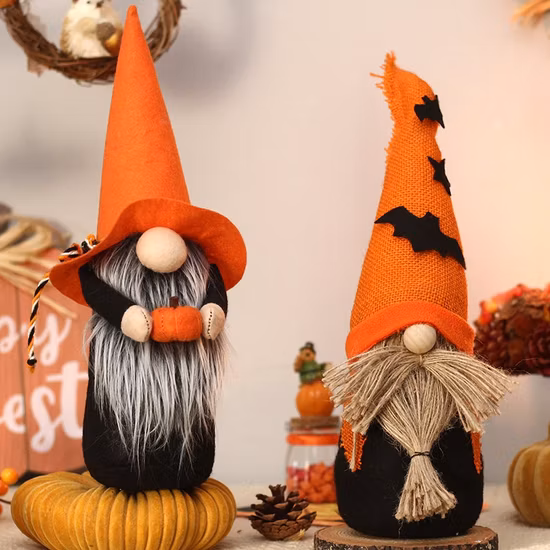 Nouveau Halloween lin ornements décoratifs poupée dessus de Table déco