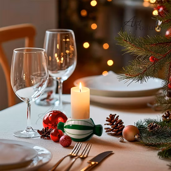  Bougeoir bonhomme de neige en céramique avec LED.  Artisanat pour la décoration de Noël